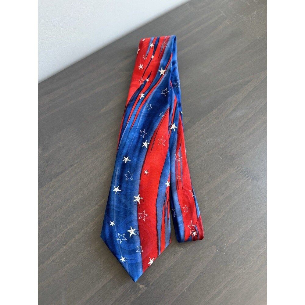 J. Garcia Collection 56  Urban Cat Ghost Silk Tie  62"  Red, White & Blue